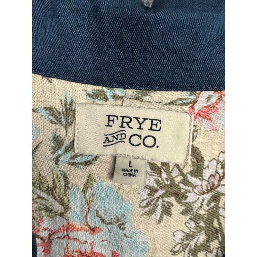 Frye Navy Blue Utility Jacket with Cream Floral Lining - Picture 2 of 7